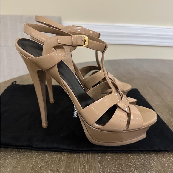 YSL Patent Leather T-strap heels -Tan 42 EU - Picture 3 of 7